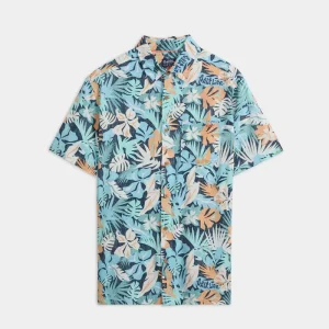 Men's Retro Tropical Tuna Woven Short Sleeve Shirt