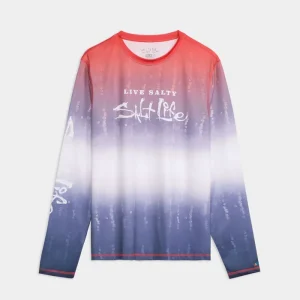 Men’s Red White and Waves Fade Perforated SLX Performance Tee