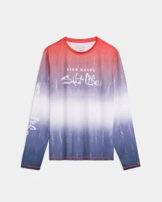 Men’s Red White and Waves Fade Perforated SLX Performance Tee