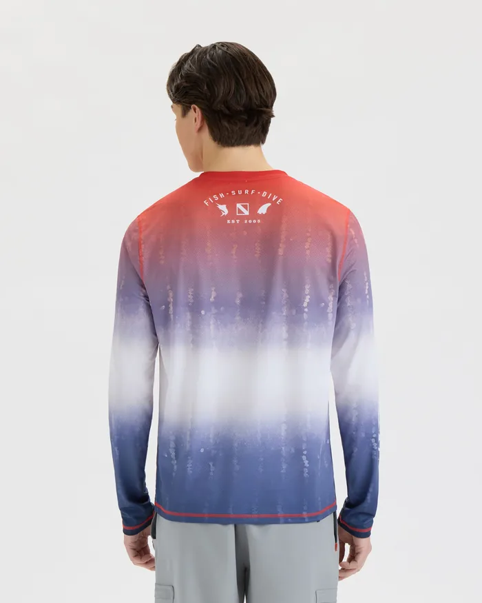 Men’s Red White and Waves Fade Perforated SLX Performance Tee - Image 4