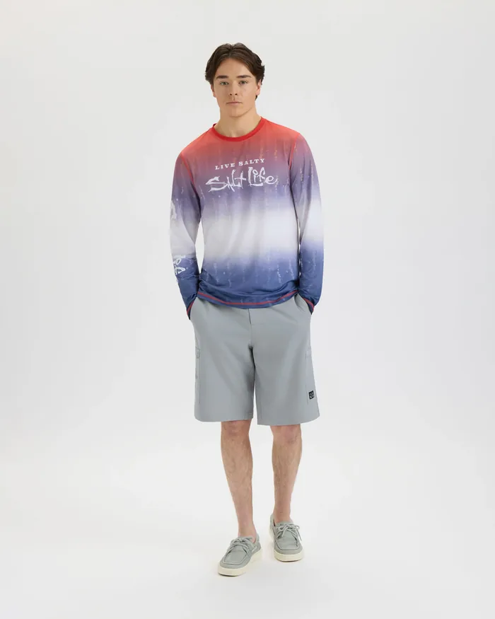 Men’s Red White and Waves Fade Perforated SLX Performance Tee - Image 6
