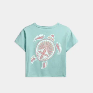 Women’s Beach Turtle Cropped Boyfriend Tee