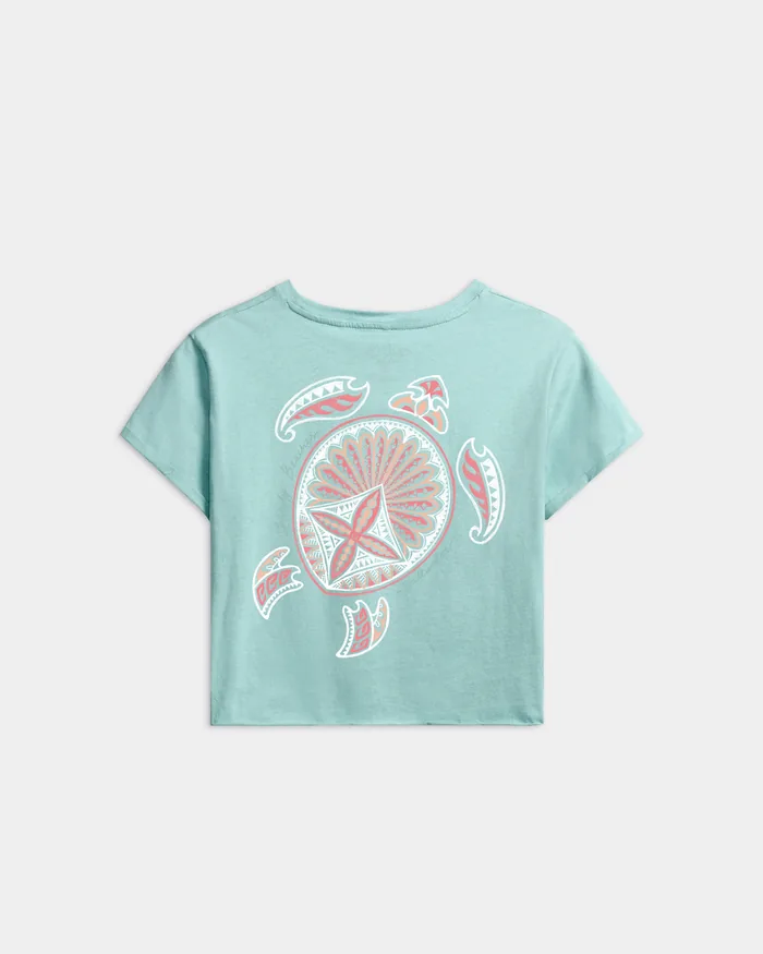 Women’s Beach Turtle Cropped Boyfriend Tee