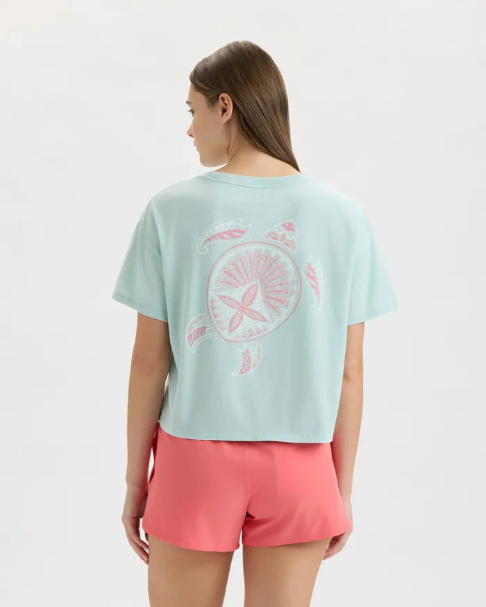 Women’s Beach Turtle Cropped Boyfriend Tee - Image 4