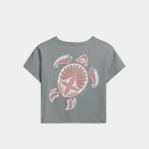 Women’s Beach Turtle Cropped Boyfriend Tee