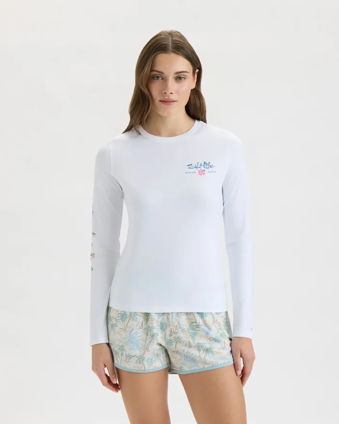 Women’s Hollywood Hibiscus Badge Performance Long Sleeve - Image 2