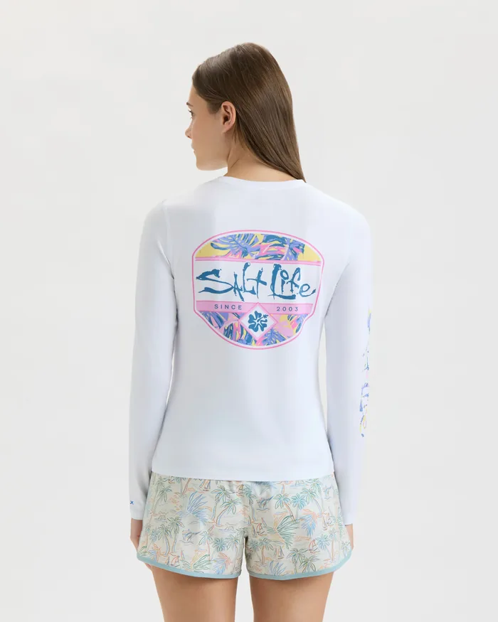 Women’s Hollywood Hibiscus Badge Performance Long Sleeve - Image 3